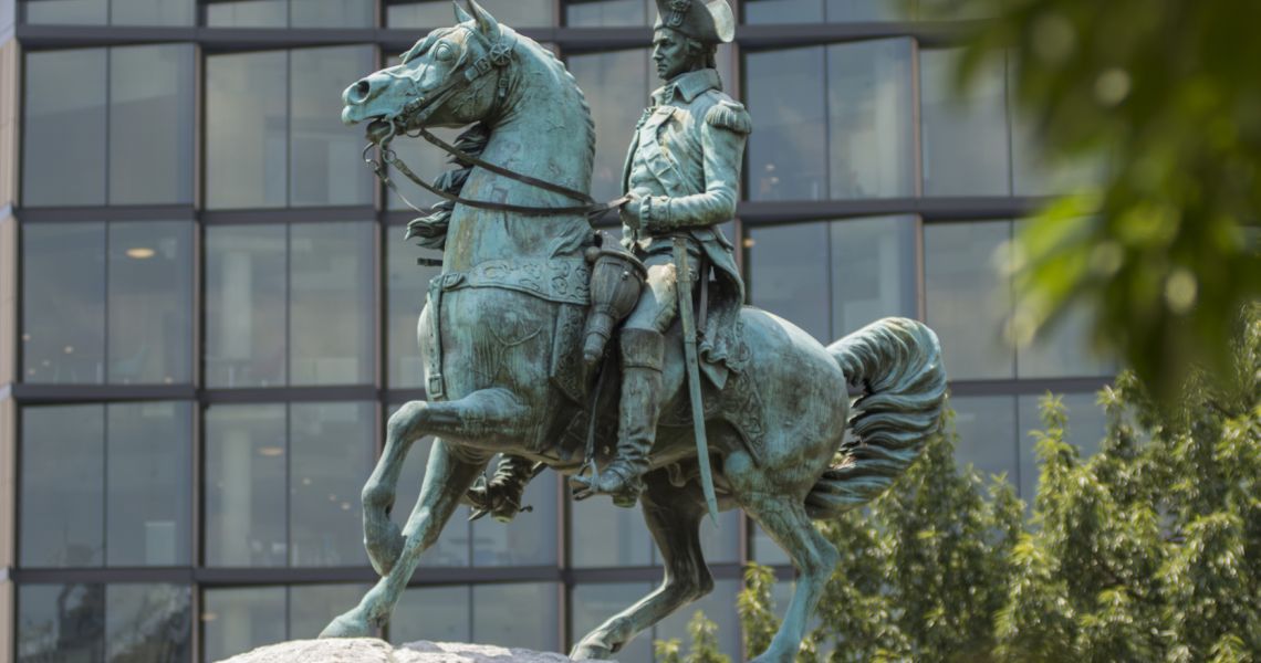 George Washington on horseback statue