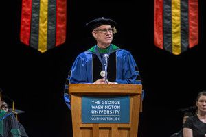 Dean Jeffrey Akman at commencement 