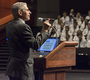 Dr. Faucci speaks to students