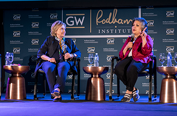 Hillary Clinton and Dr. GiGi on stage